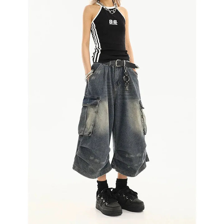 Vintage Denim Cargo Shorts Dark Tiger