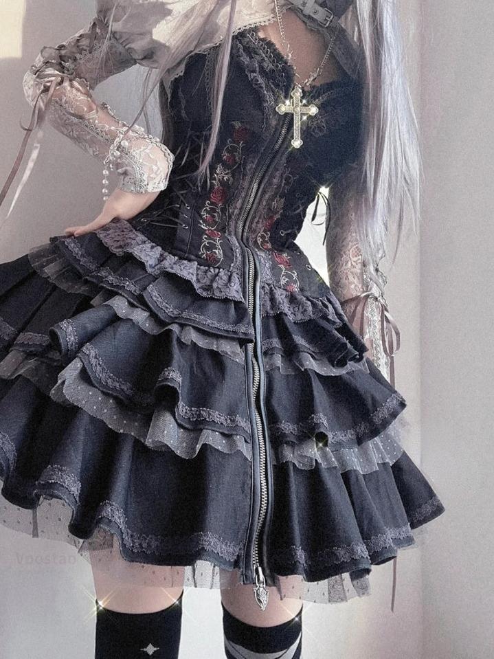 Gothic Lolita Victorian Lace Dress Dark Tiger