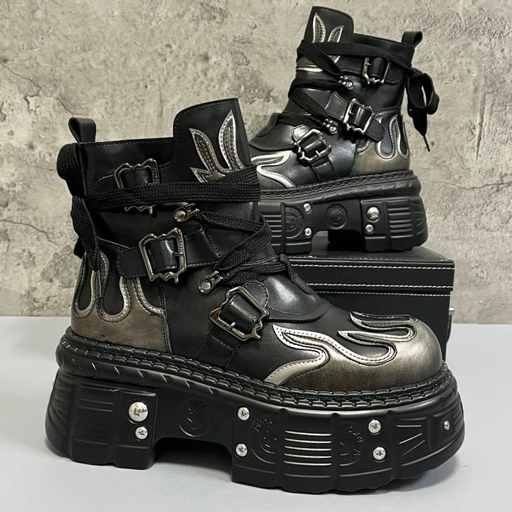 Punk Warm Platfrom Boots Dark Tiger
