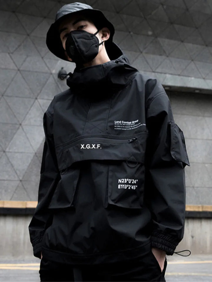 Techwear Black Anorak Dark Tiger