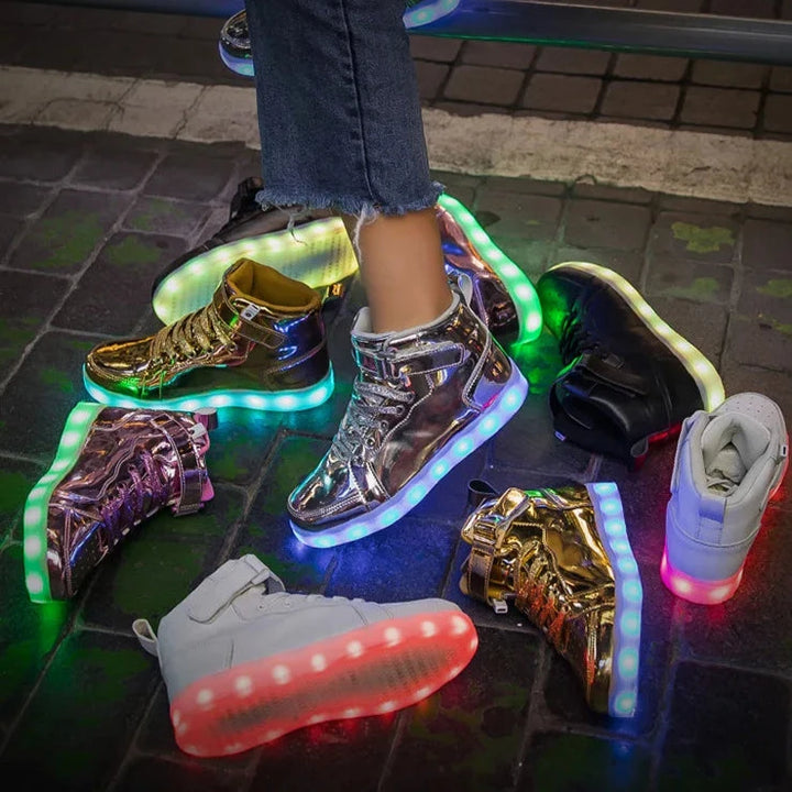 High Top LED Sneakers Dark Tiger