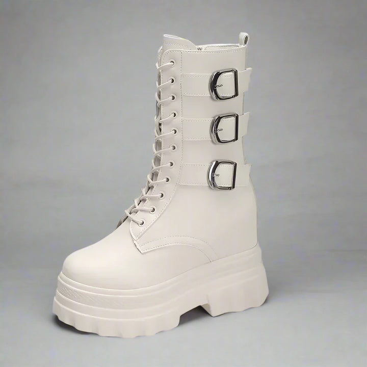 Dark Chunky Motorcycle Boots Dark Tiger
