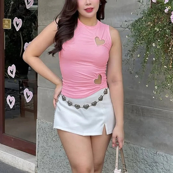 Casual Heart Crop Top Dark Tiger