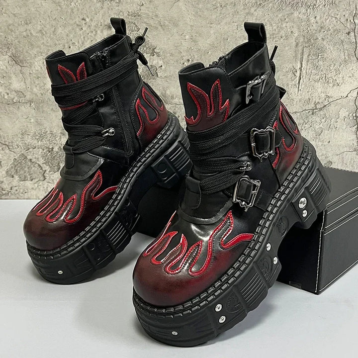 Punk Warm Platfrom Boots Dark Tiger