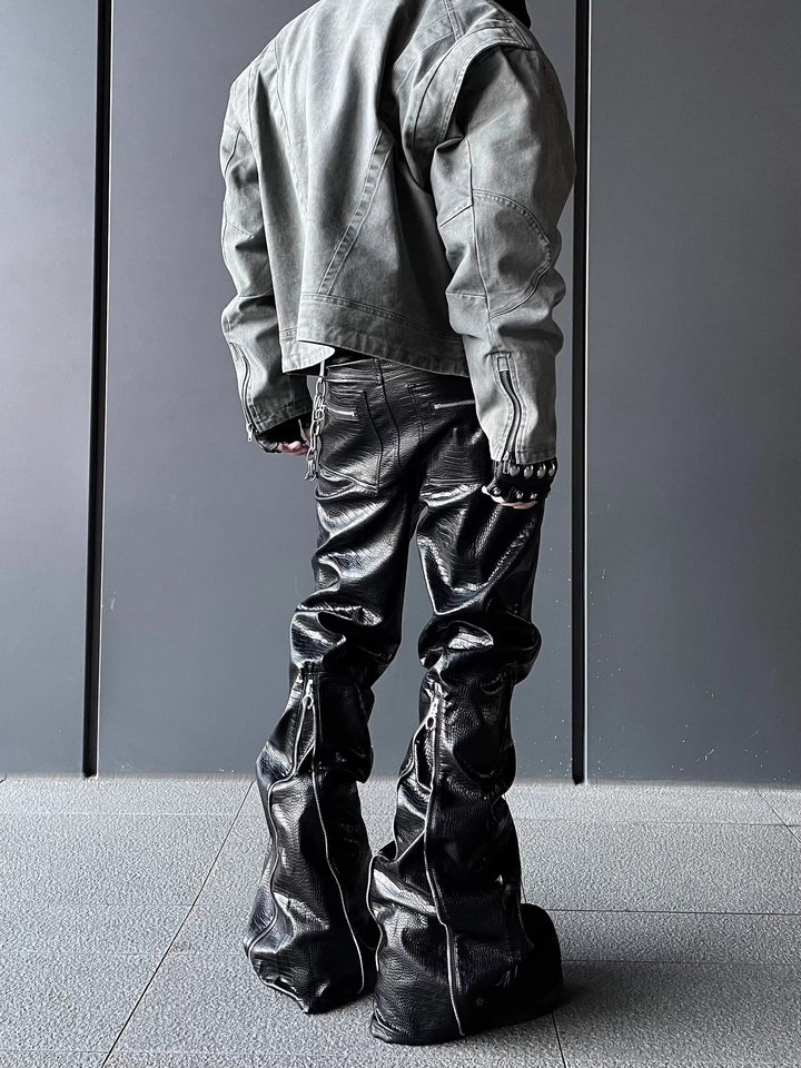 Black Crocodile Print Pants Dark Tiger