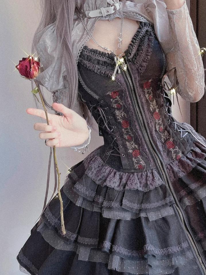 Gothic Lolita Victorian Lace Dress Dark Tiger