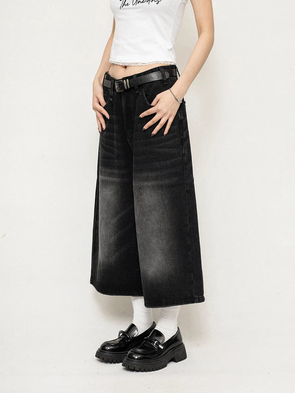 Dark Y2K Style Denim Shorts Dark Tiger