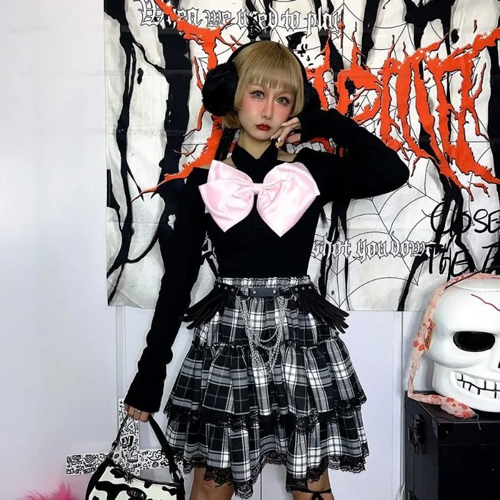 Japanese Preppy Style Punk Skirt Dark Tiger
