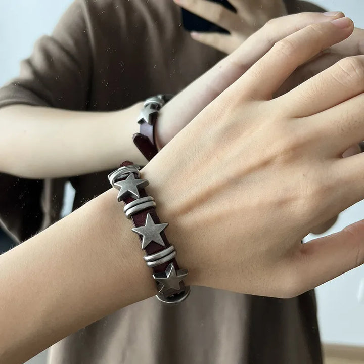 Star Vintage Leather Bracelet Dark Tiger