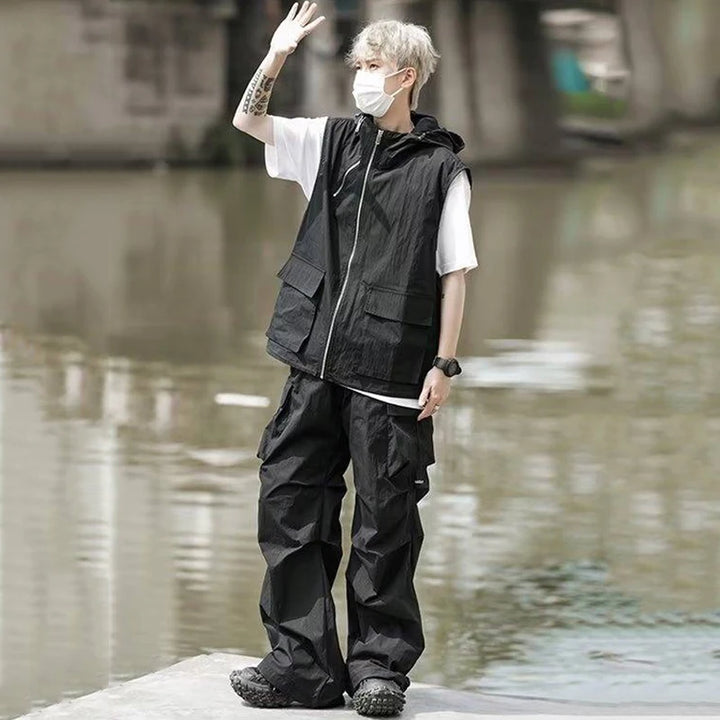 Urban Cargo Outfit Set - Hooded Vest & Pants Dark Tiger