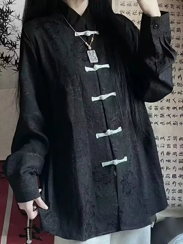 Vintage Chinese Style Shirt Dark Tiger