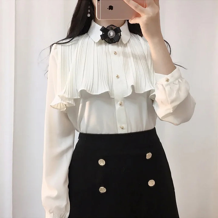 Korean Retro Preppy Blouse Dark Tiger