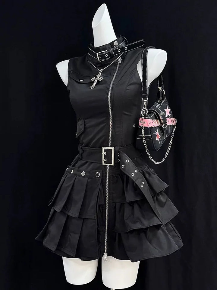 Vintage Gothic Sleeveless Dress Dark Tiger