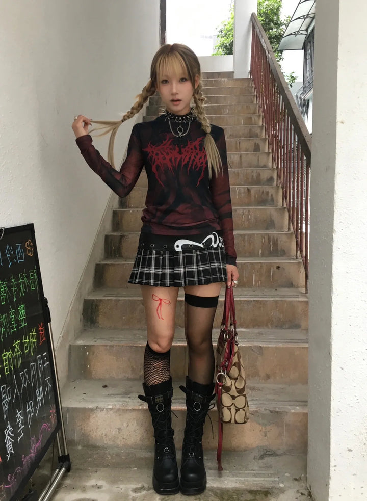 Gothic Vintage Longsleeve Shirt Dark Tiger