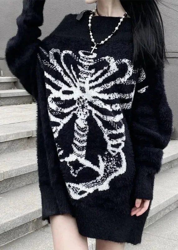 Y2K Gothic Off-Shoulder Jumper Dark Tiger