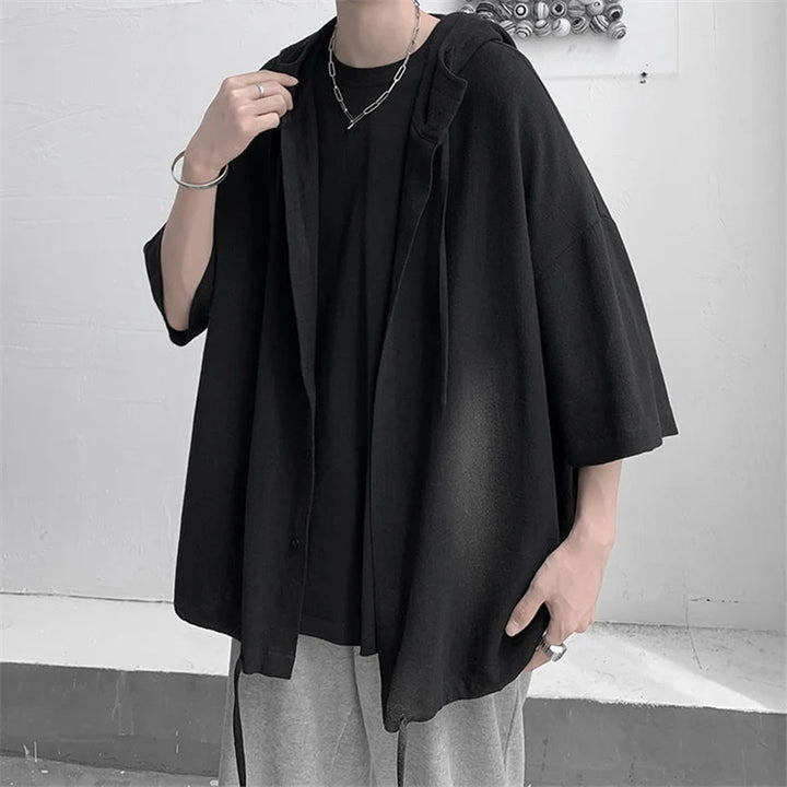 Japanese Oversized Vintage Hooded Shirt Dark Tiger