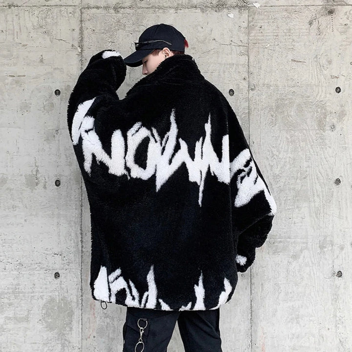 Dark Oversized Fluffy Jacket Dark Tiger