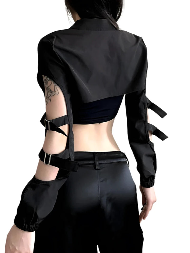 Cyberpunk Long Sleeve Cropped Coat Dark Tiger