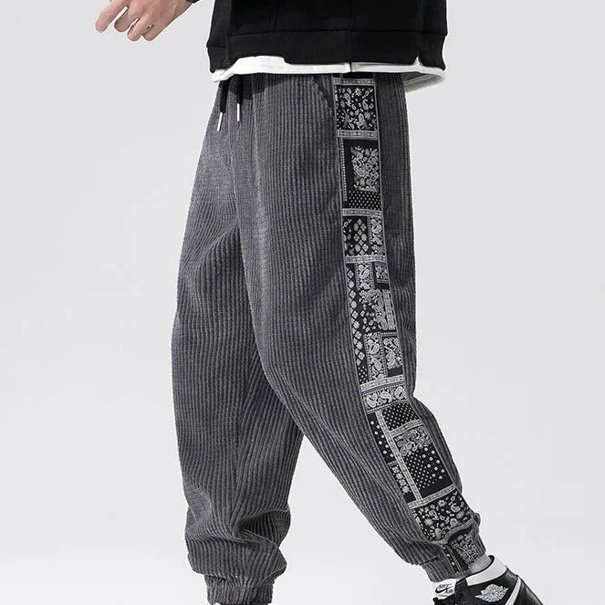 Chinese Style Corduroy Sweatpants Dark Tiger