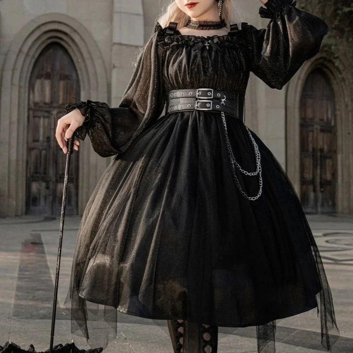 Japanese Gothic Long Sleeve Dress Dark Tiger