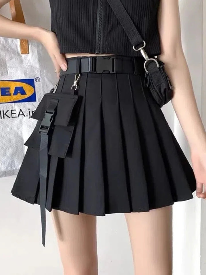 Harajuku Pleated Cargo Skirt Dark Tiger