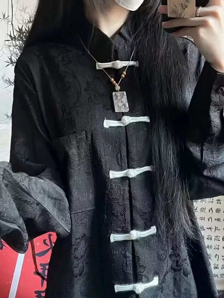 Vintage Chinese Style Shirt Dark Tiger