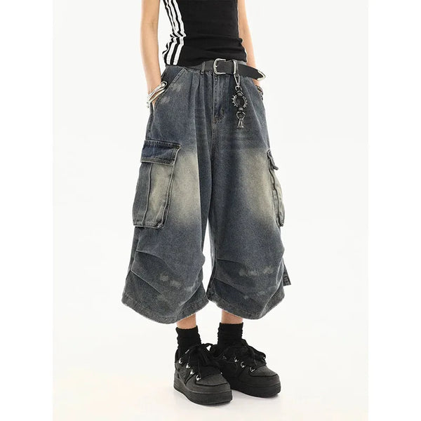 Vintage Denim Cargo Shorts Dark Tiger