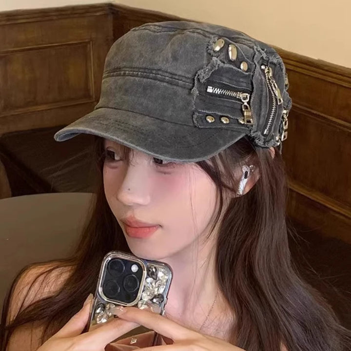 Y2K Washed Basball Cap Dark Tiger