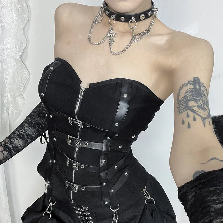 Mall Goth Corset Top Dark Tiger