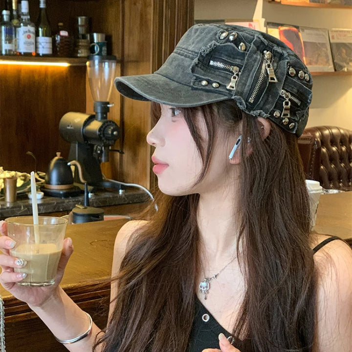 Y2K Washed Basball Cap Dark Tiger