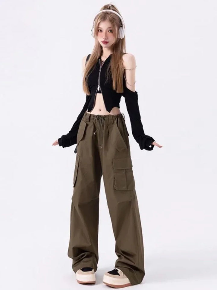 Y2K Harajuku Zip Top Dark Tiger