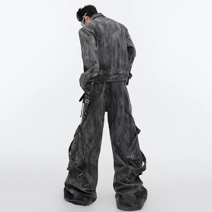 Baggy Denim Outfit Set - Jacket & Pants Dark Tiger