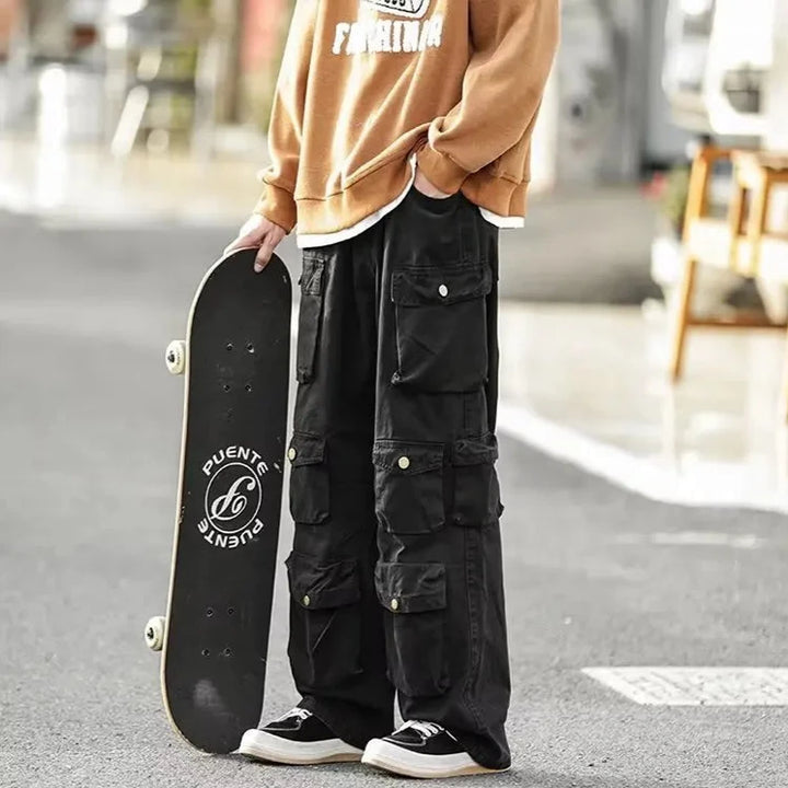 Y2K Multi-Pocket Wide Pants Dark Tiger