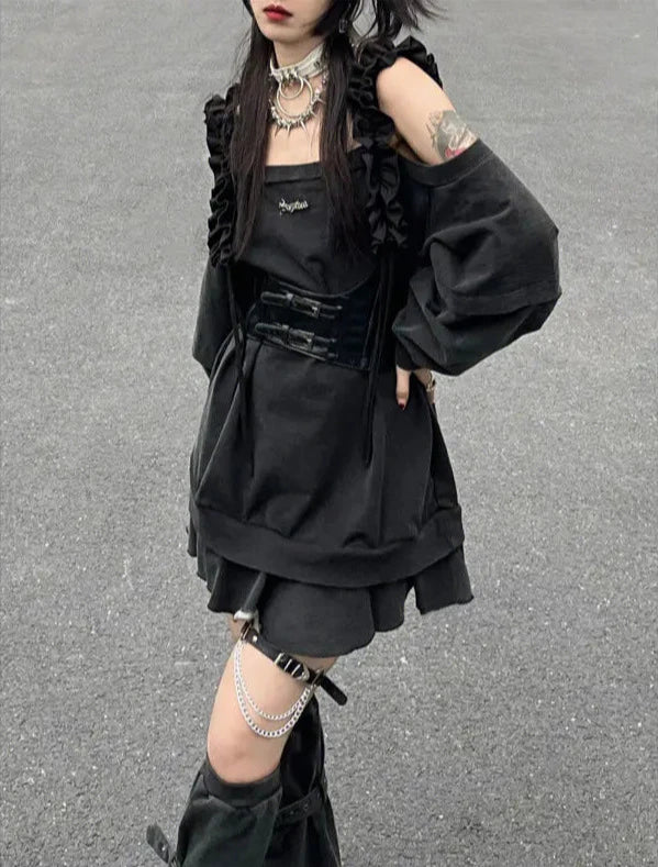 Gothic Harajuku Outfit Set - Dress & Leg Warmers Dark Tiger