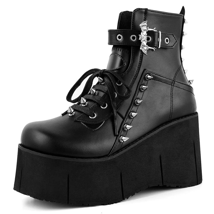 Dark Chunky Punk Ankle Boots Dark Tiger