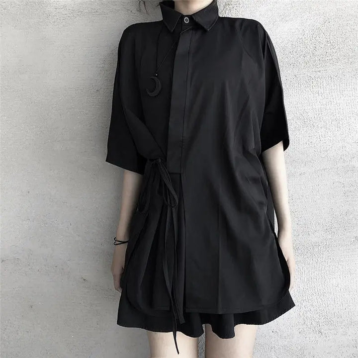 Japanese Dark Shirt Dress Dark Tiger