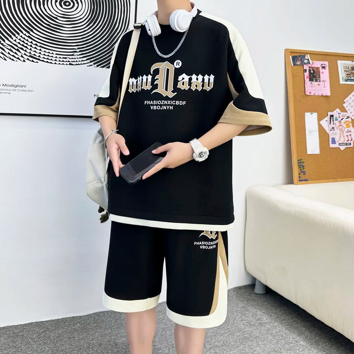 Korean Sports Outfit Set - T-Shirt & Shorts Dark Tiger