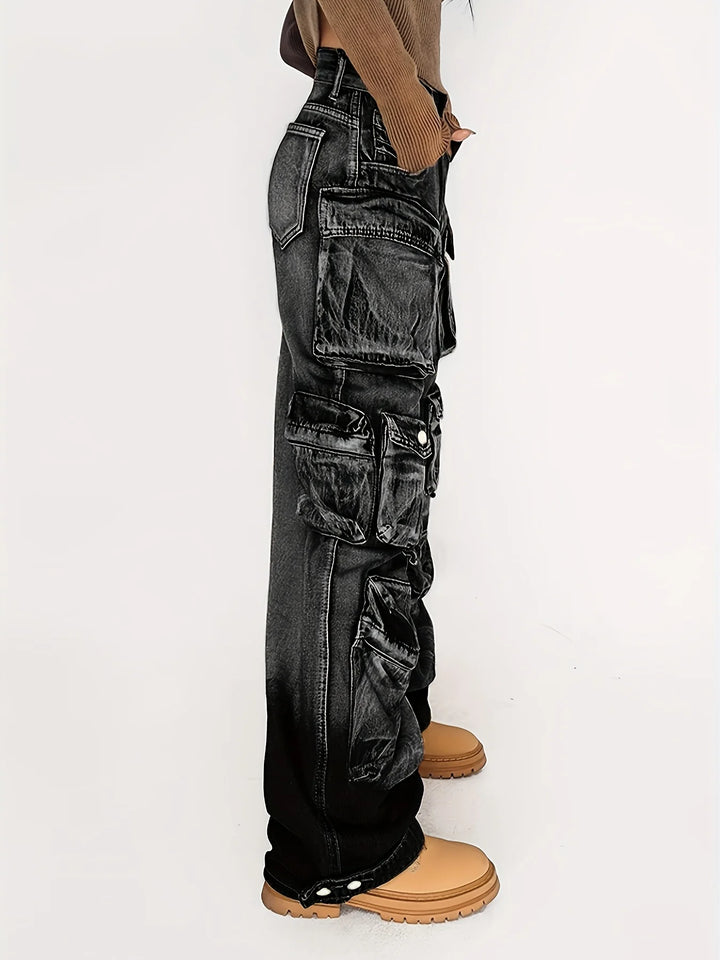 Dark Multi-Pocket Washed Pants Dark Tiger