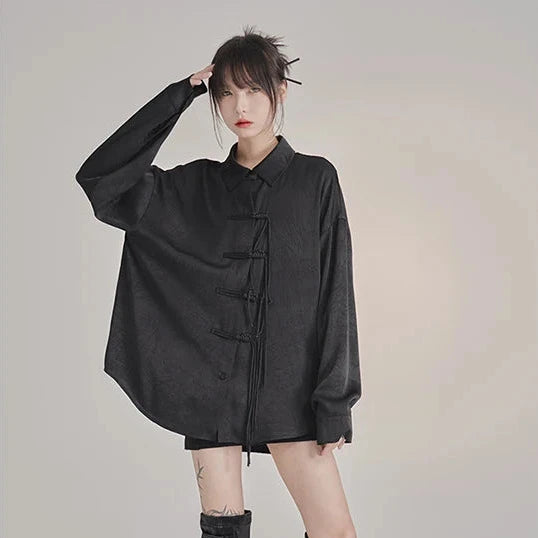 Korean Elegant Loose Shirt Dark Tiger