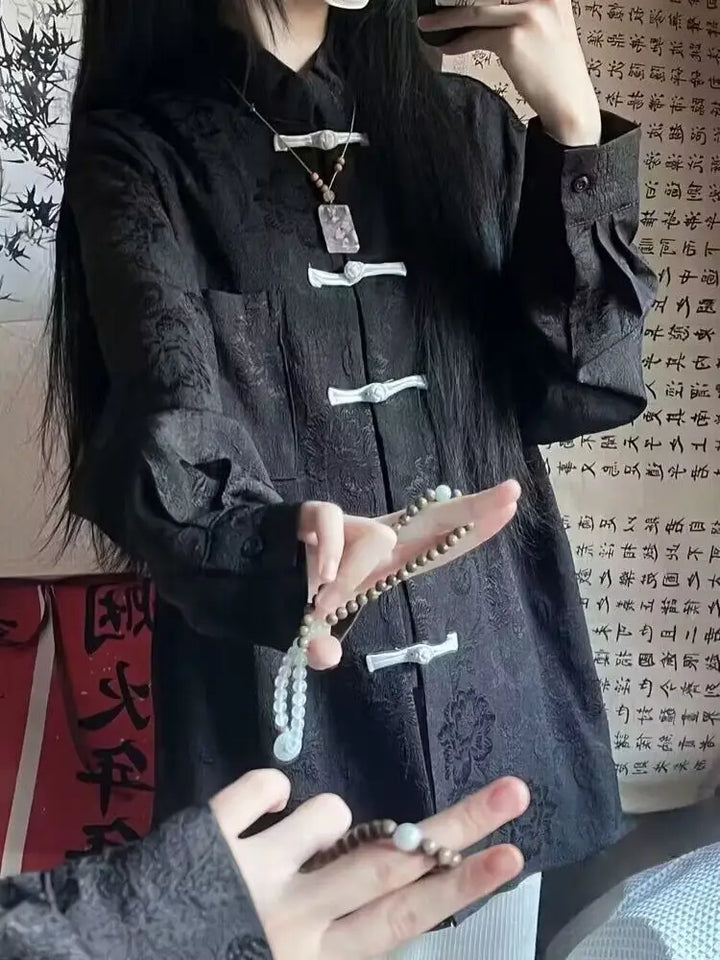 Vintage Chinese Style Shirt Dark Tiger