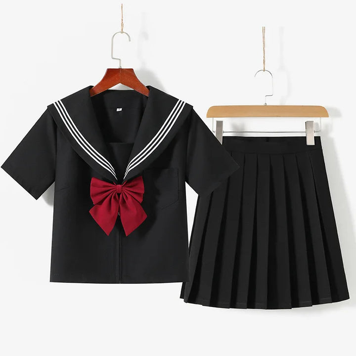 Japanese Black School Uniform Outfit Set — Shirt and Skirt Dark Tiger