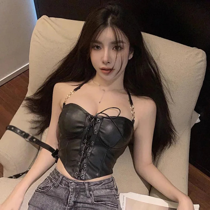 Dark Corset Style Tank Top Dark Tiger