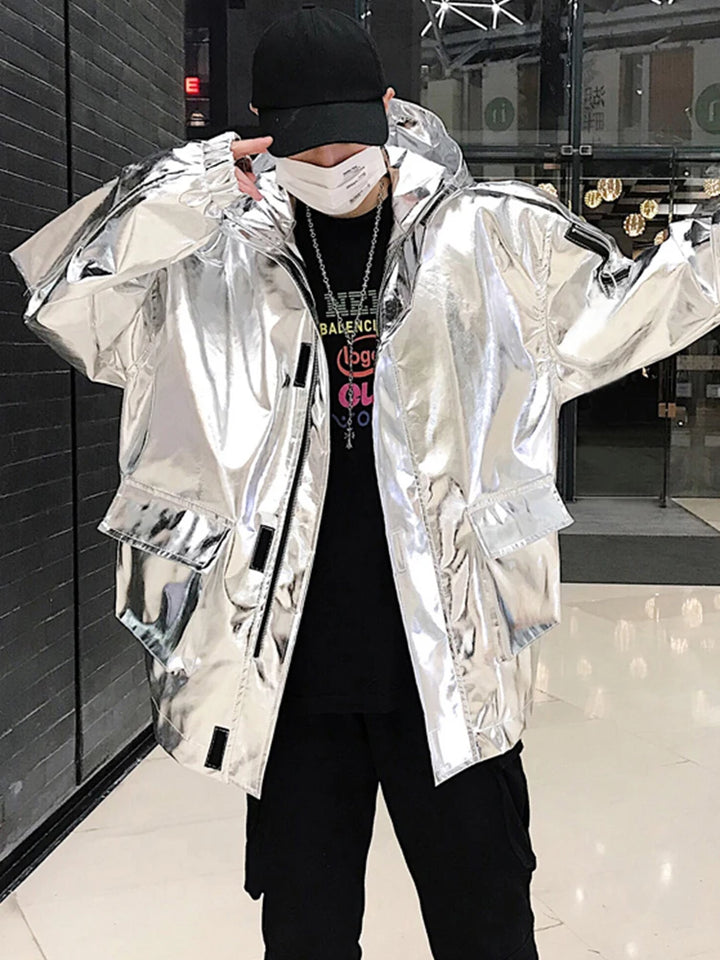 Harajuku Hooded Reflective Windbreaker Dark Tiger