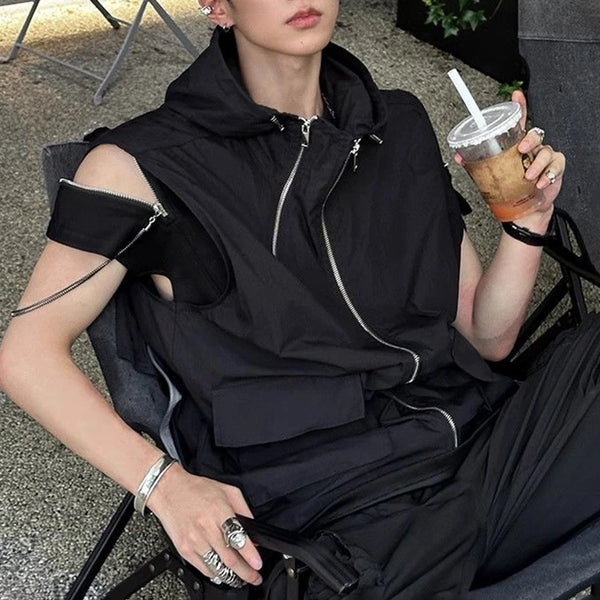 Dark Techwear Zip Vest Dark Tiger