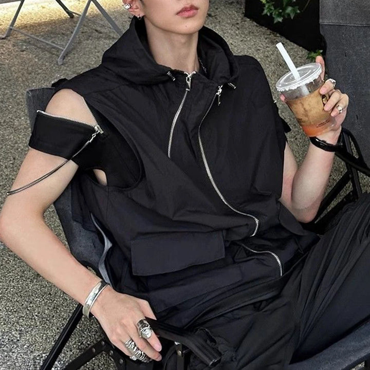 Dark Techwear Zip Vest Dark Tiger