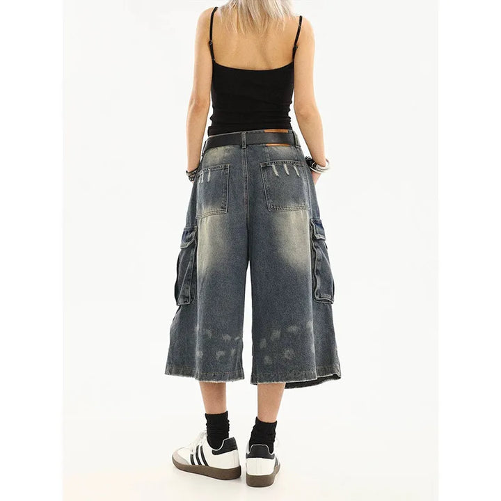 Vintage Denim Cargo Shorts Dark Tiger