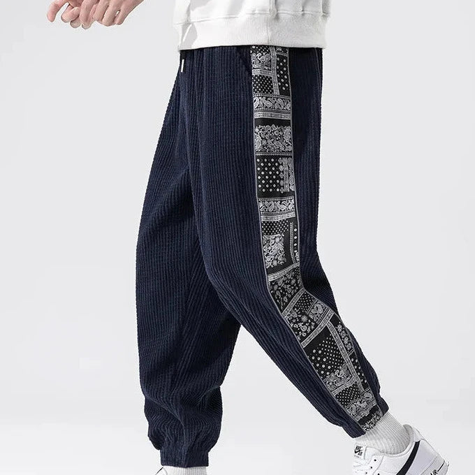 Chinese Style Corduroy Sweatpants Dark Tiger