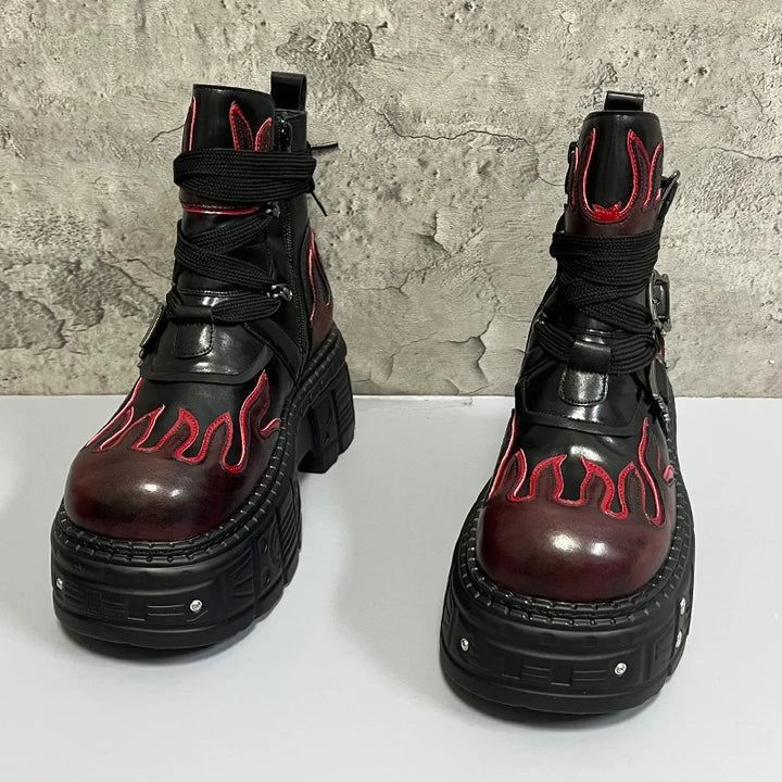 Punk Warm Platfrom Boots Dark Tiger
