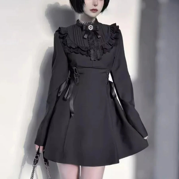 Japanese Gothic Style Mini Dress Dark Tiger