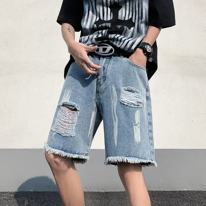 Dark Grunge Ripped Shorts Dark Tiger